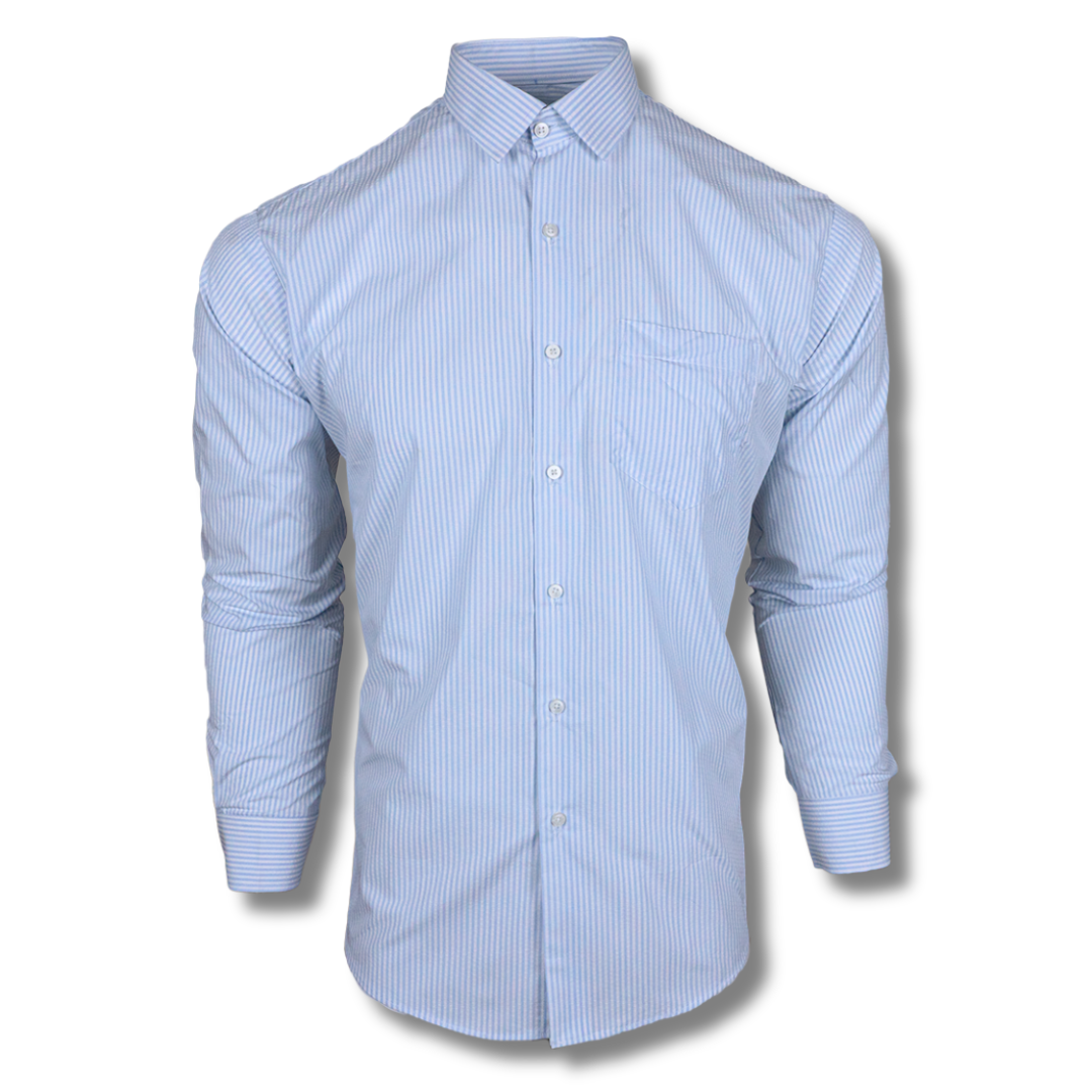 Men's Light Blue Striped Casual Shirt