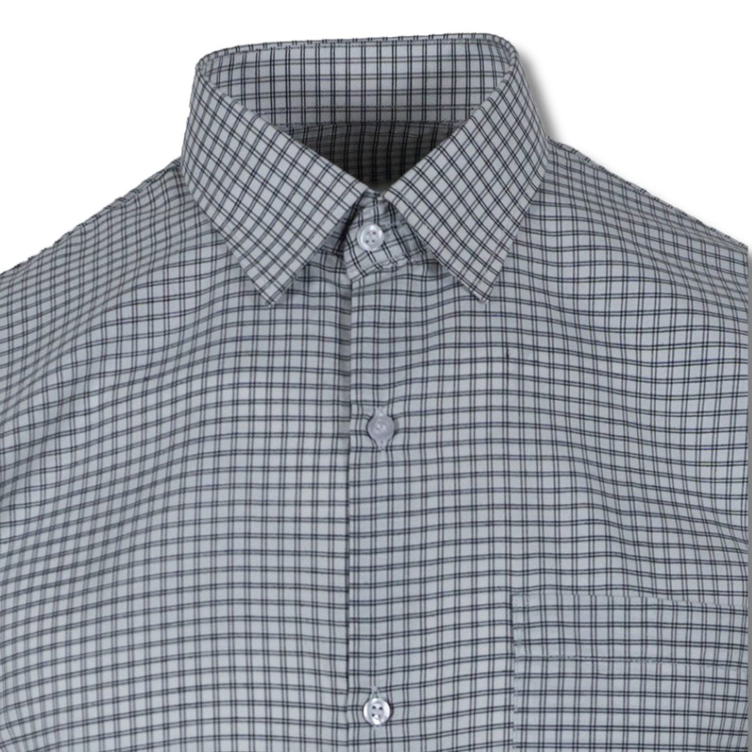 Black & White Micro-Checkered Casual Shirt