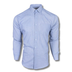 Light Blue Micro-Checkered Casual Shirt