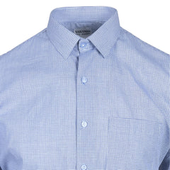 Light Blue Micro-Checkered Casual Shirt