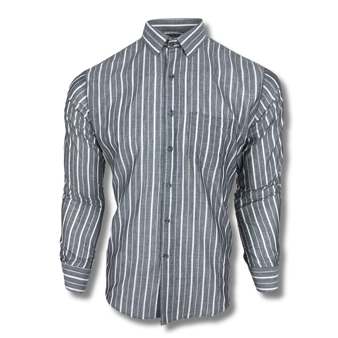 Gray & White Striped Shirt