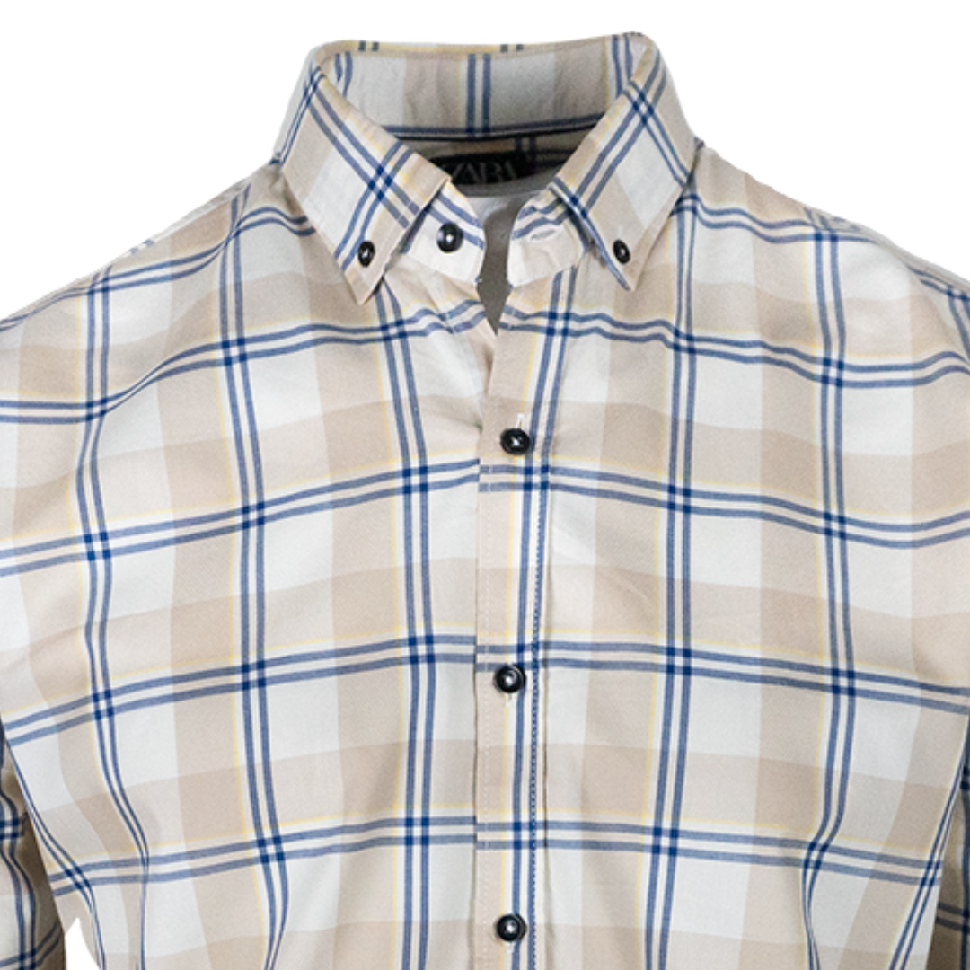 Sand Checkered Casual Shirt for Men