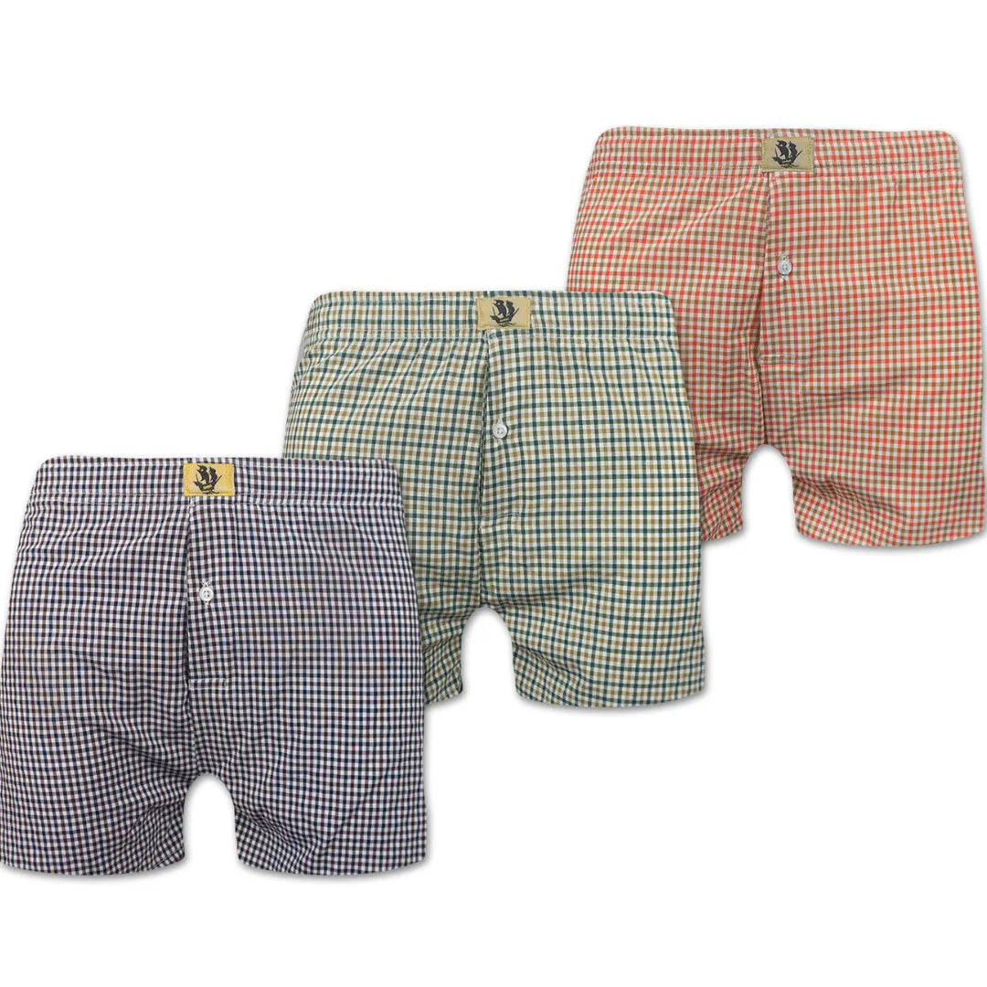 Boxer Shorts - Orange, Green & Brown - 3 Pack