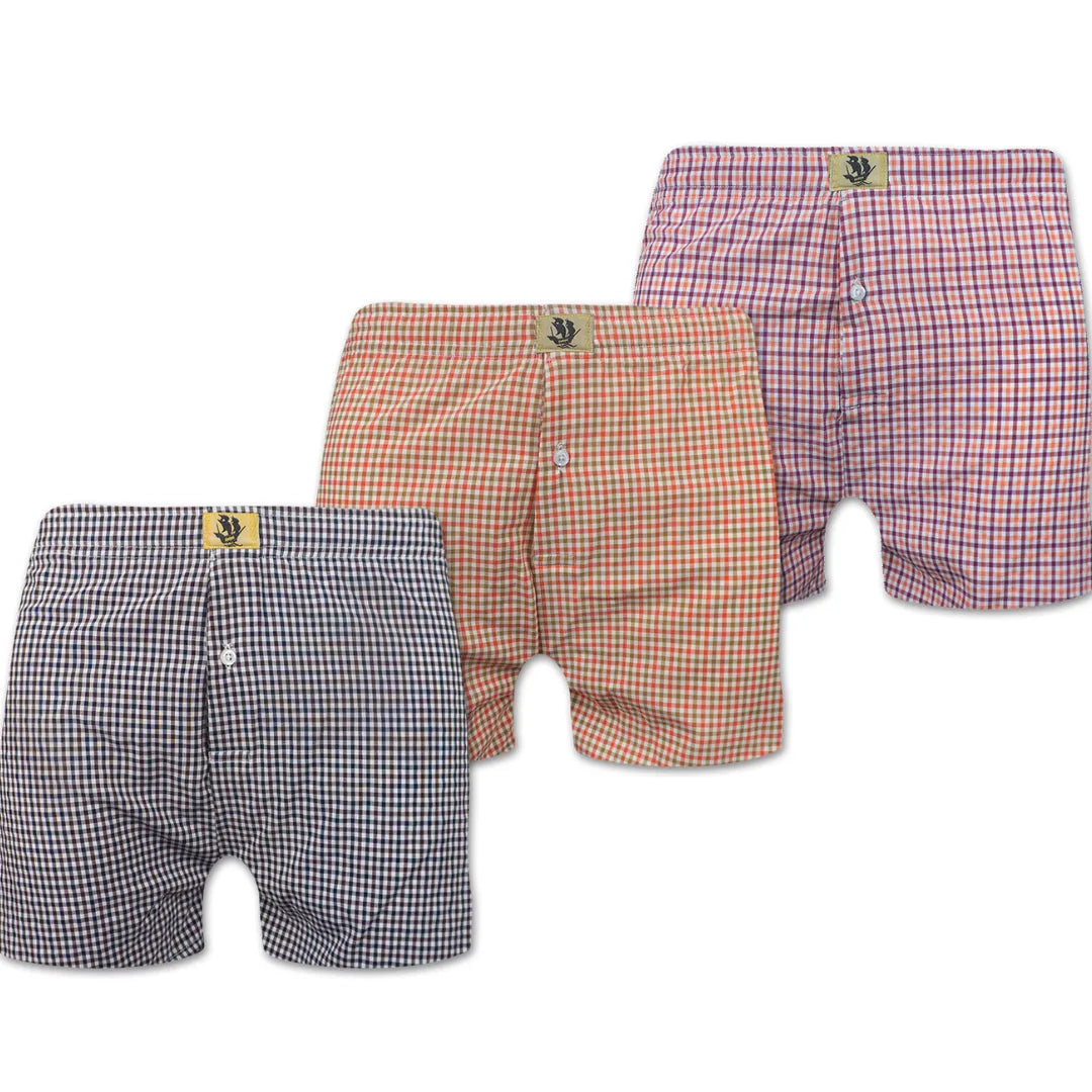 Boxer Shorts - Orange, Pink & Brown - 3 Pack