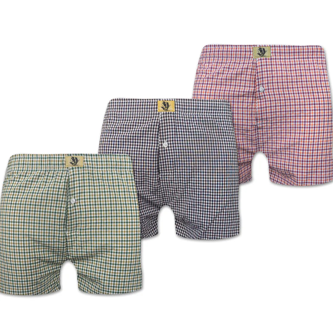 Boxer Shorts - Pink, Green & Brown - 3 Pack