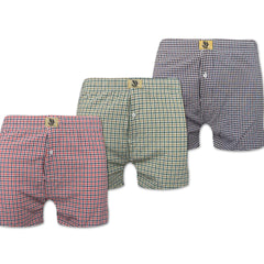 Boxer Shorts - Red, Green & Brown - 3 Pack