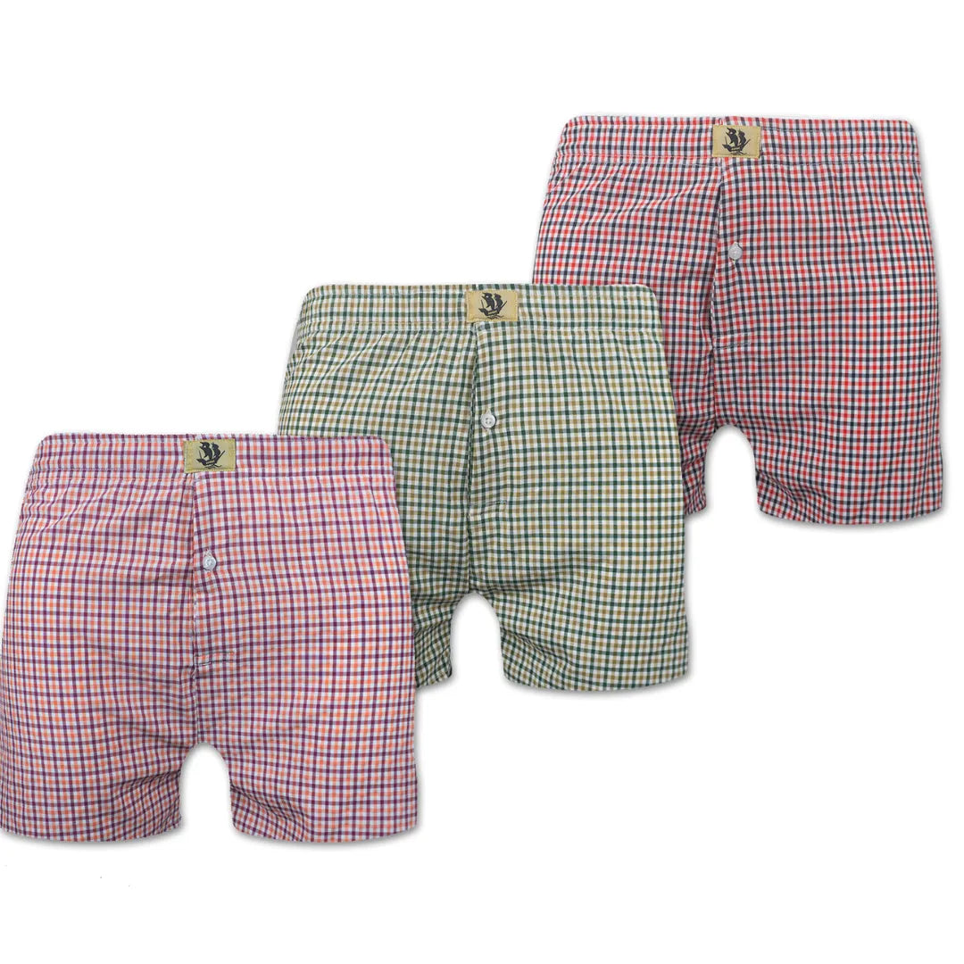 Boxer Shorts - Pink, Red & Green - 3 Pack