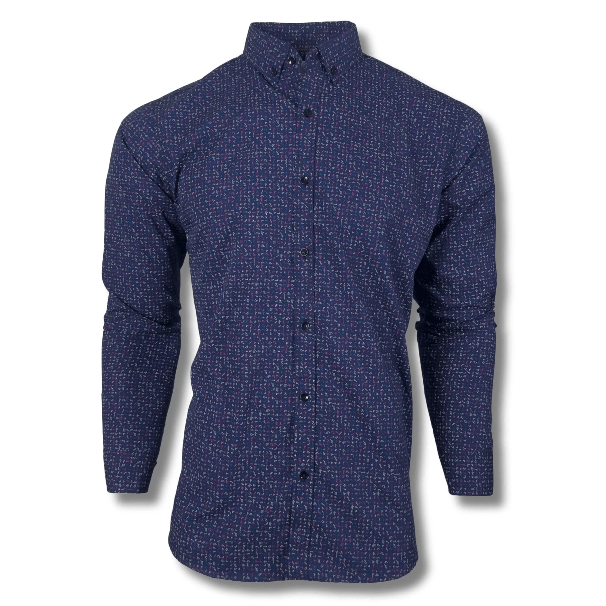 Blue Alphabets Printed Shirt for Men