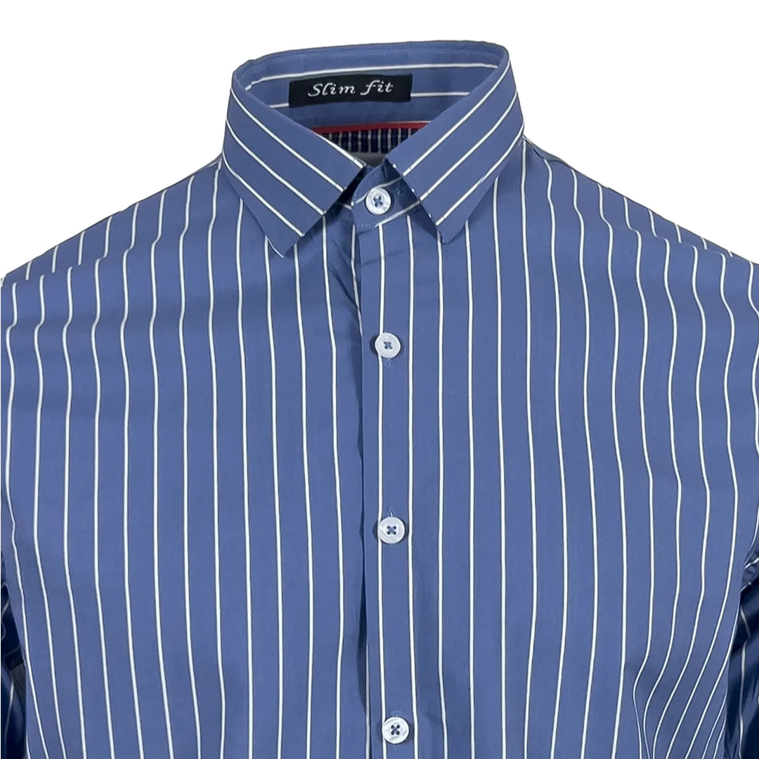 Blue & White Striped Casual Shirt