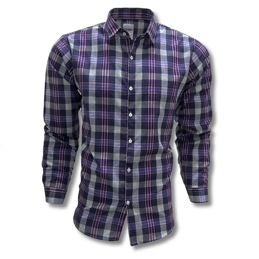 Violet Checkered Casual Shirt for Men