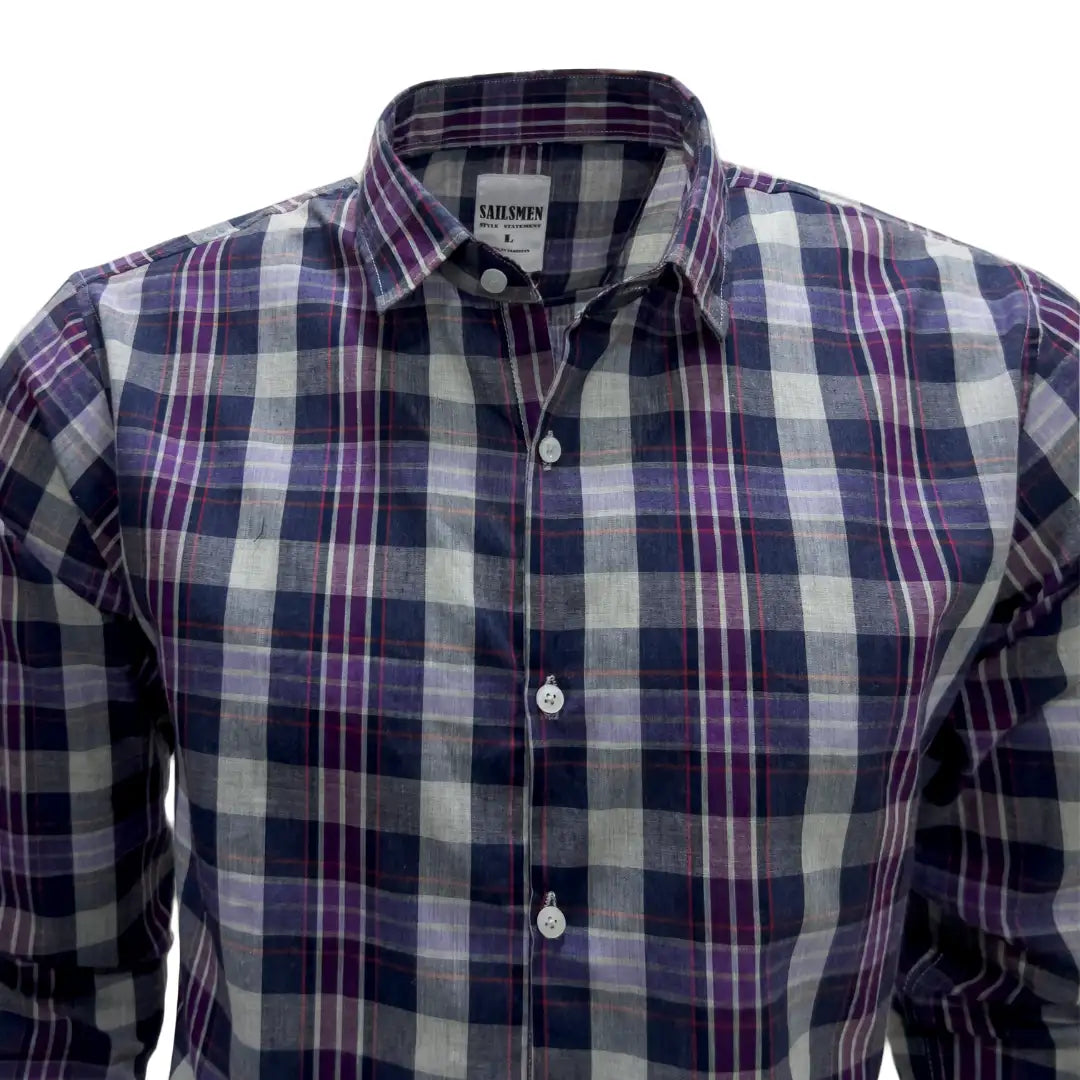 Violet Checkered Casual Shirt for Men