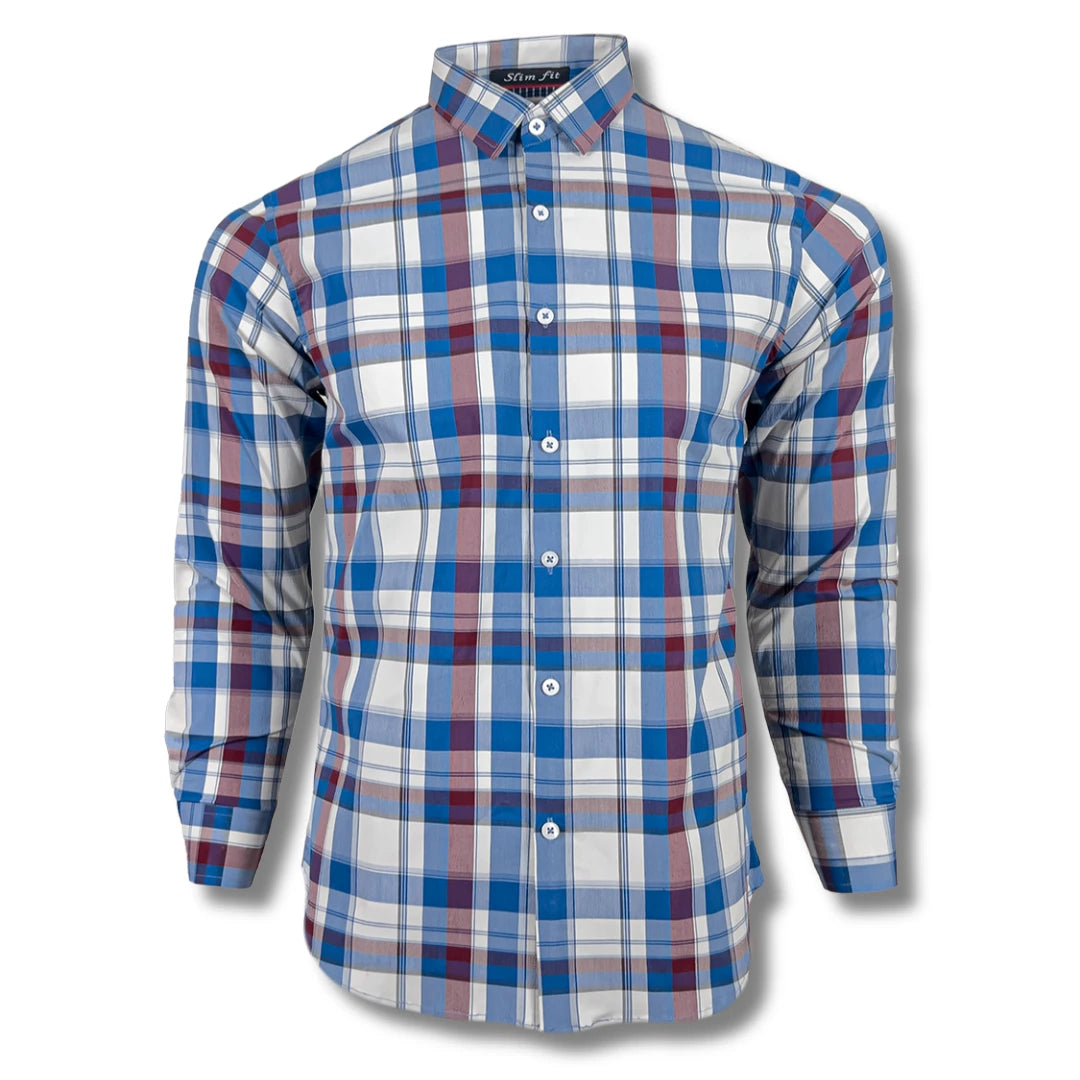 Light Blue & Maroon Checkered Shirt for Men