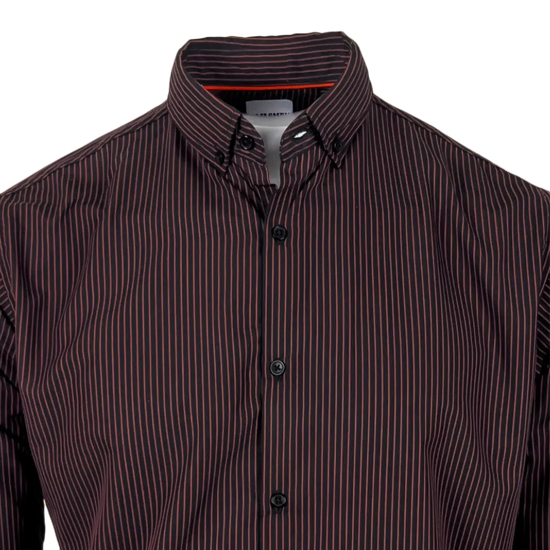 Black & Orange Striped Casual Shirt