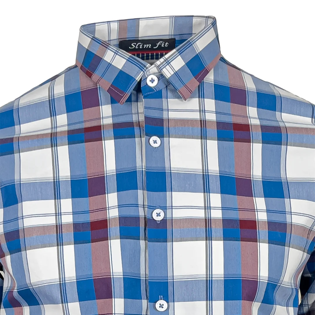 Light Blue & Maroon Checkered Shirt for Men