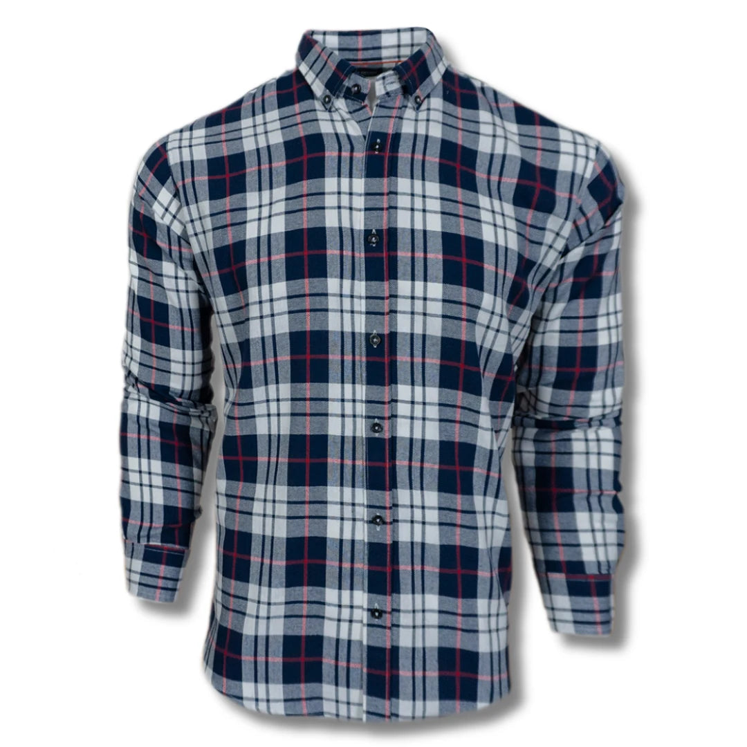 French Navy & Red Checkered Shirt