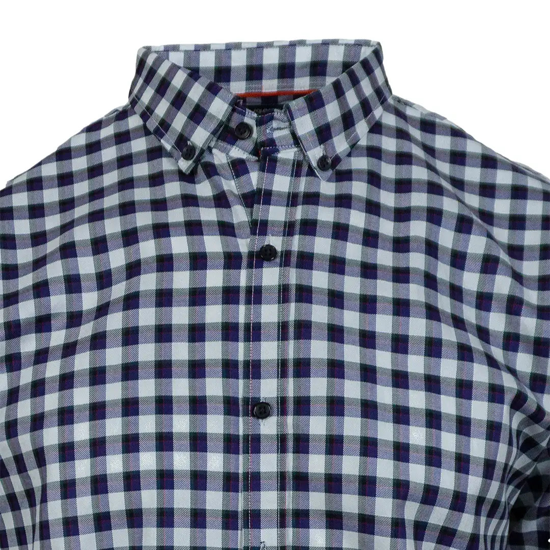 Purple and White Checkered Casual Shirt