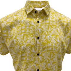 Men's Yellow Linen Printed Shirt