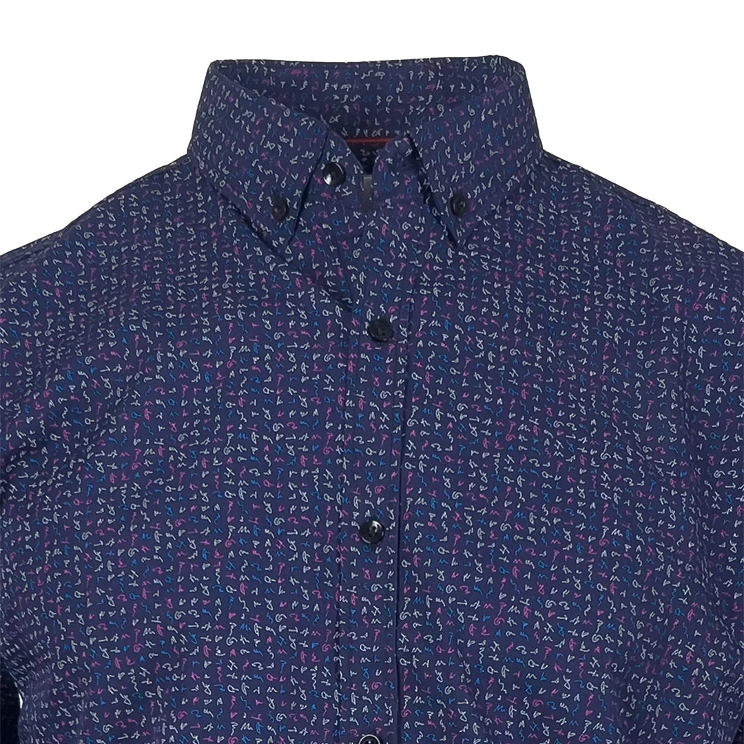 Blue Alphabets Printed Shirt for Men