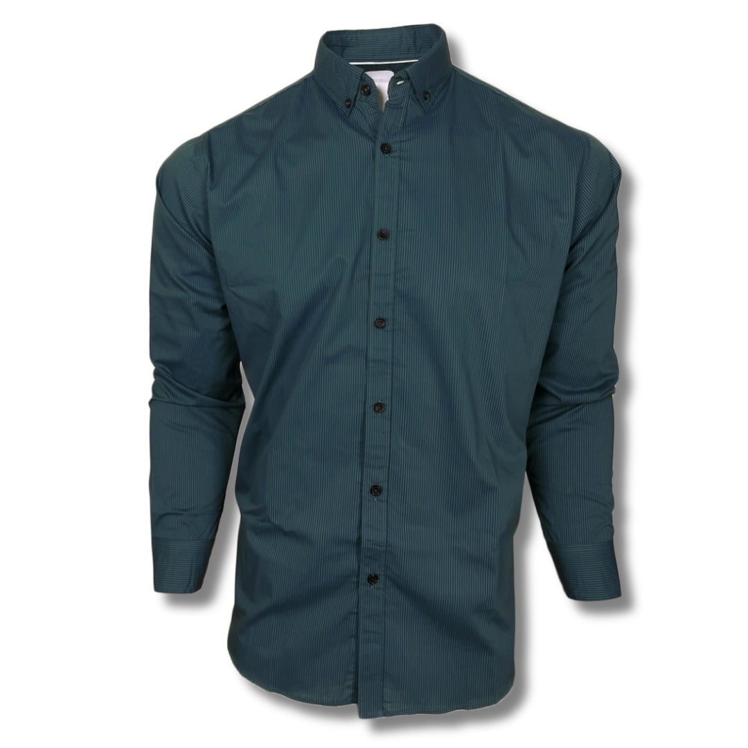 Green & Blue Pinstripes Casual Shirt