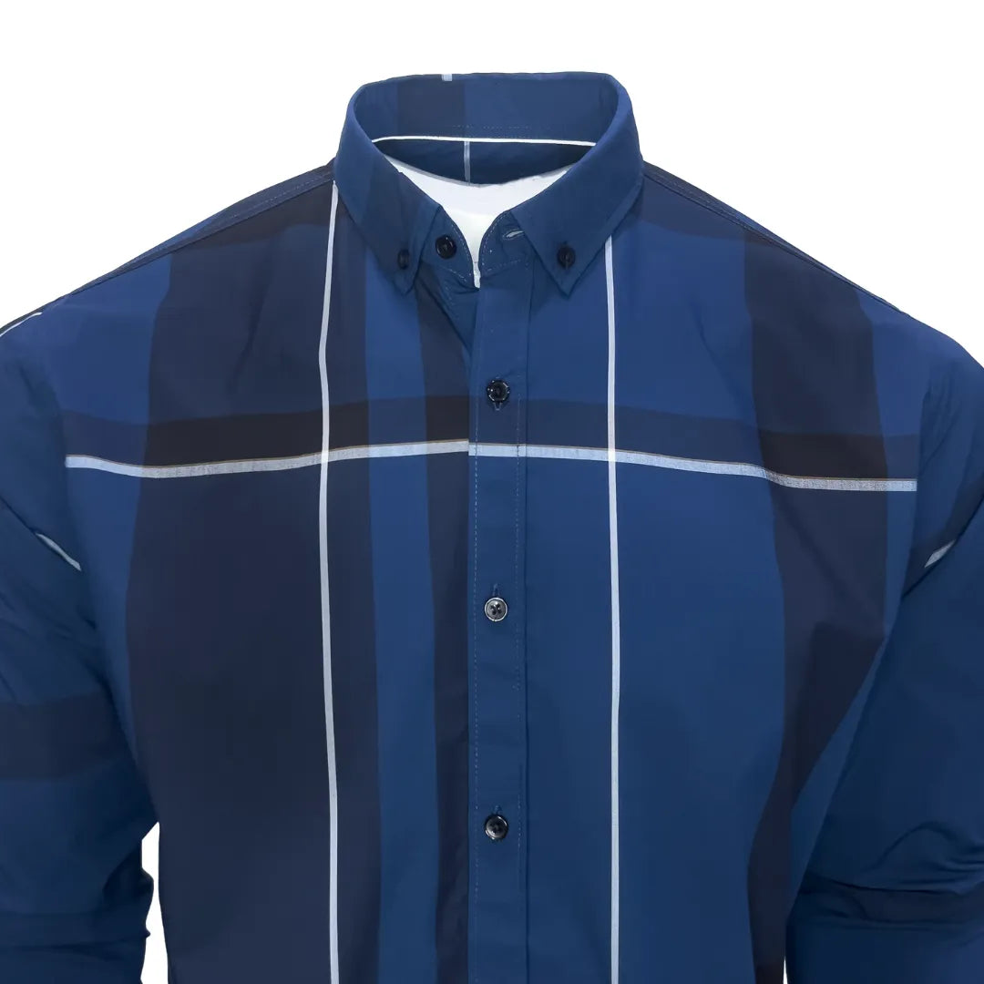 Blue Contrast Casual Shirt