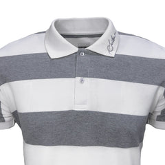 Gray and White Panelled Polo Shirt