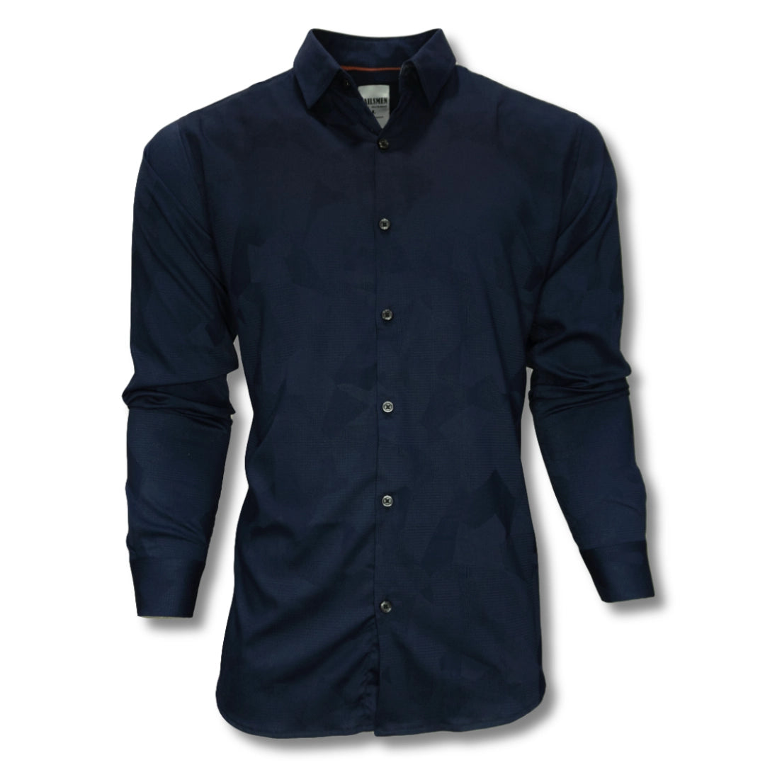 Dark Navy Blue Patterned Shirt