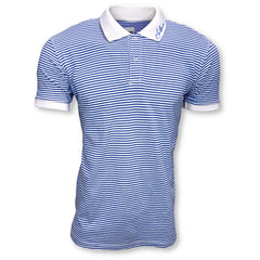 White and Blue Striped Polo Shirt