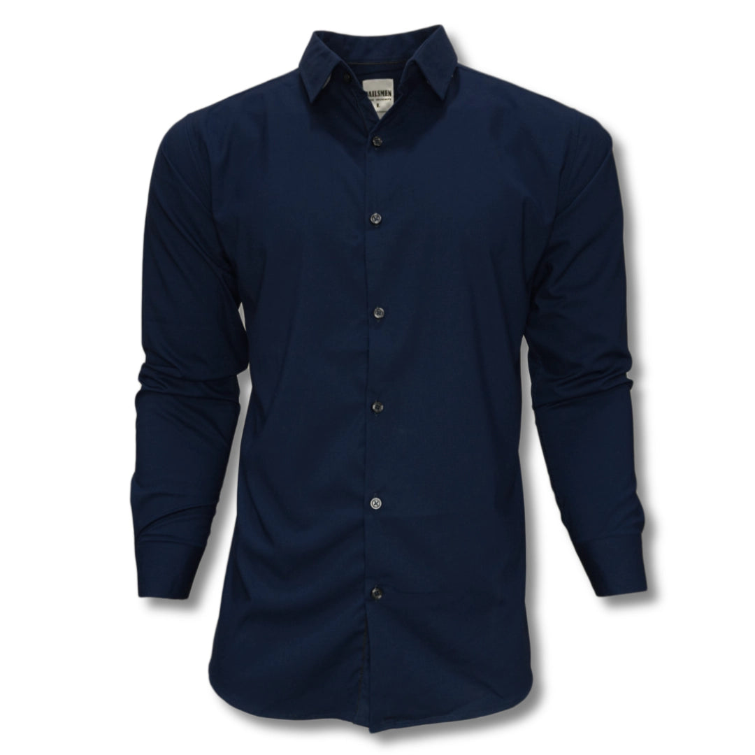 Plain Blue Textured Formal Shirt